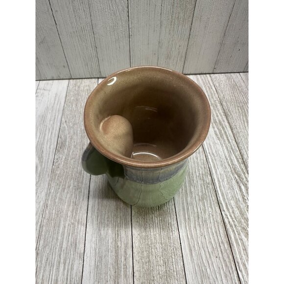 Neher Pottery Left Hand Warmer Coffee Tea Mug Cup Blue Green Glazed 5'' Tall - Picture 5 of 7